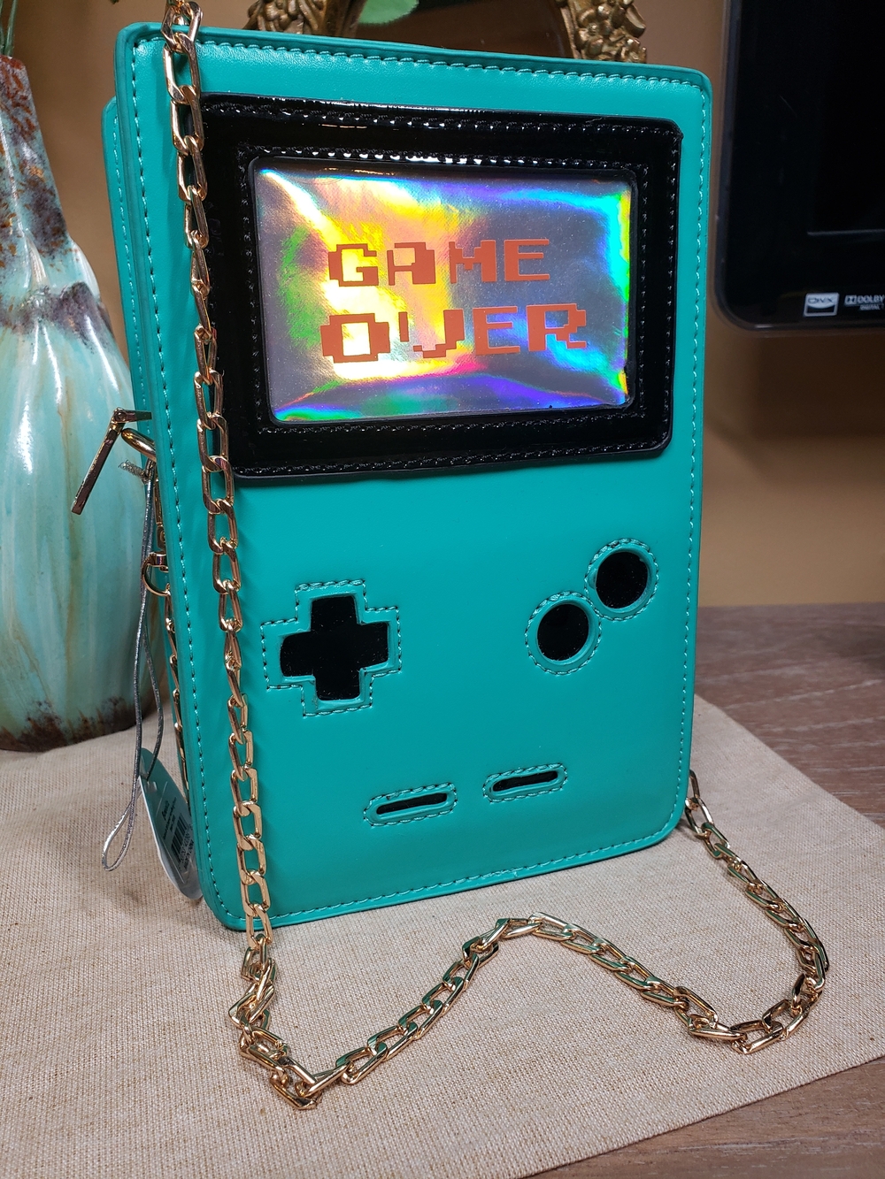 GAME OVER Console Novelty Crossbody Bag w/ Gold Chain NWT! - Picture 3 of 6